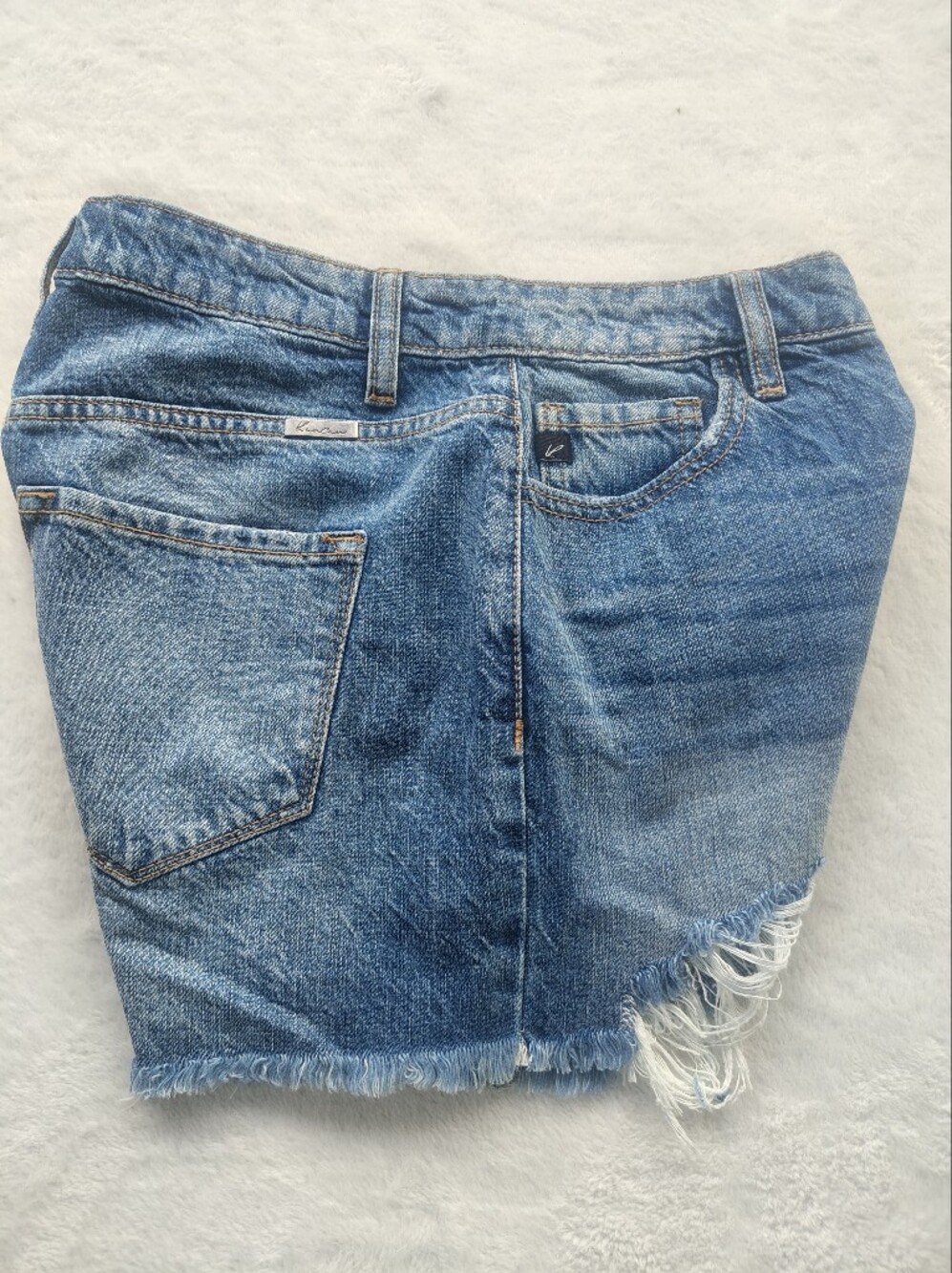 KanCan Distressed Blue High-Rise Denim Shorts - Picture 12 of 12